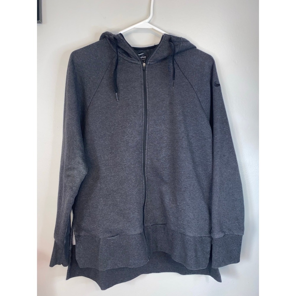 Nike Women's Gray Dri-FIT High Low Split Hem Zip Up Jacket